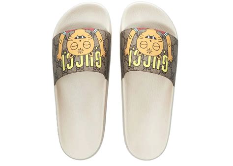 Gucci x Pablo Delcielo Cat GG Supreme Slide Beige 